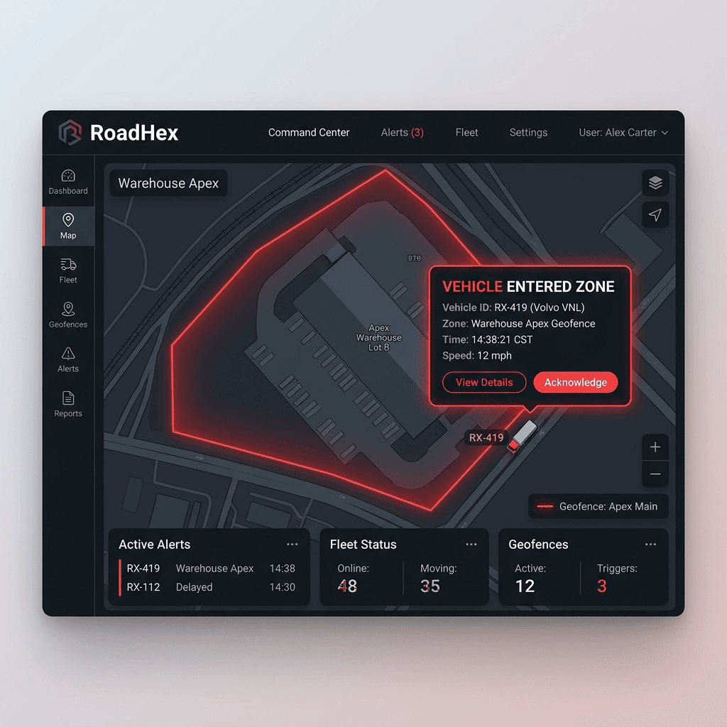 Roadhex Geofencing Alert System